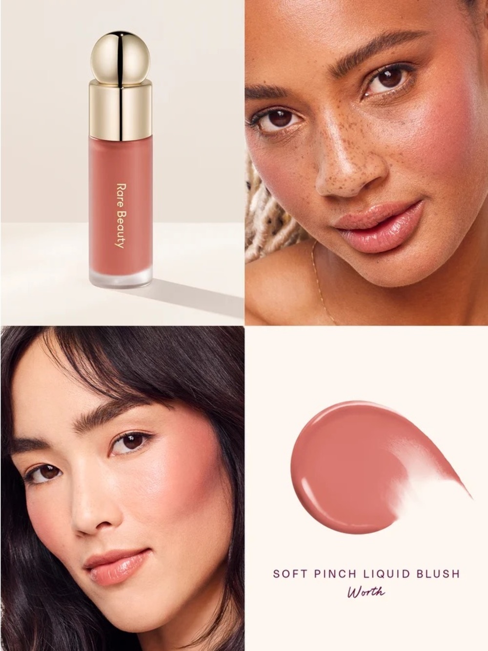 Rare Beauty Soft Pinch Liquid Blush — Worth (warm rose-pink) BNIB